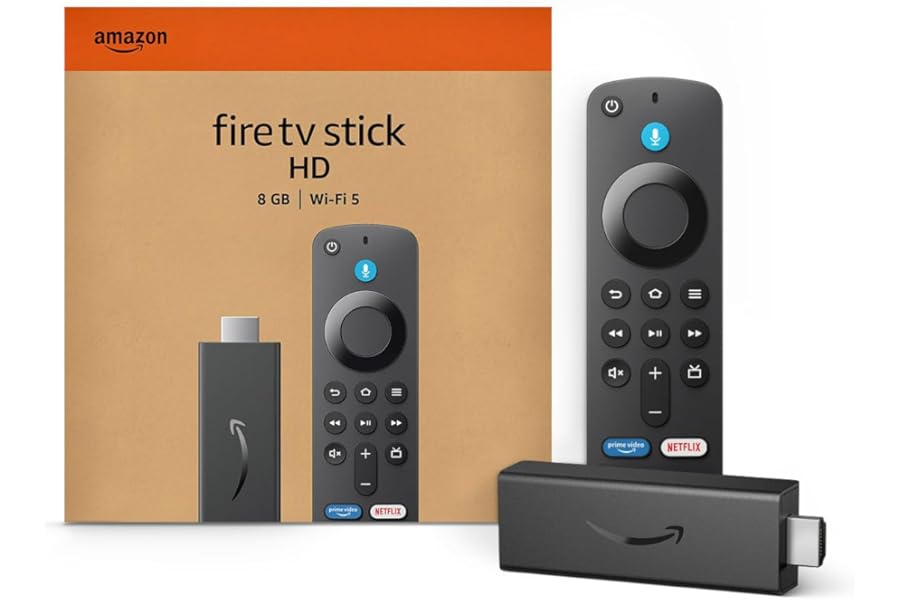 Amazon Fire TV Stick HD, free and live TV, Alexa Voice Remote, smart home controls, HD streaming