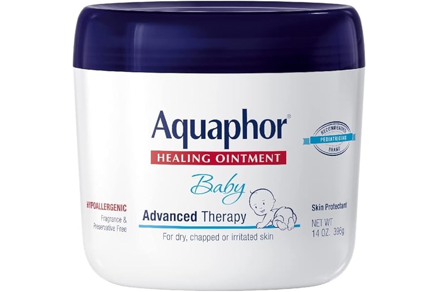 Aquaphor Baby Healing Ointment Advanced Therapy Skin Protectant for Chapped or Dry Skin, Drool Rash and Diaper Rash Ointment, 14 Oz Jar