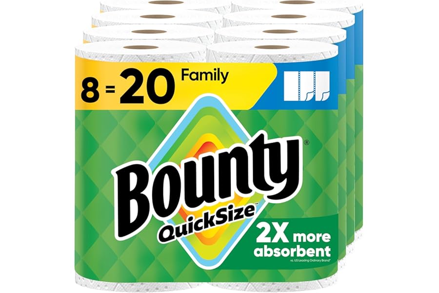 Bounty Quick Size Paper Towels, White, 8 Family Rolls