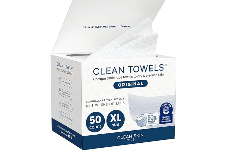מגבונים יבשים Clean Skin Club XL – 50 יח' לפנים | אמזון
