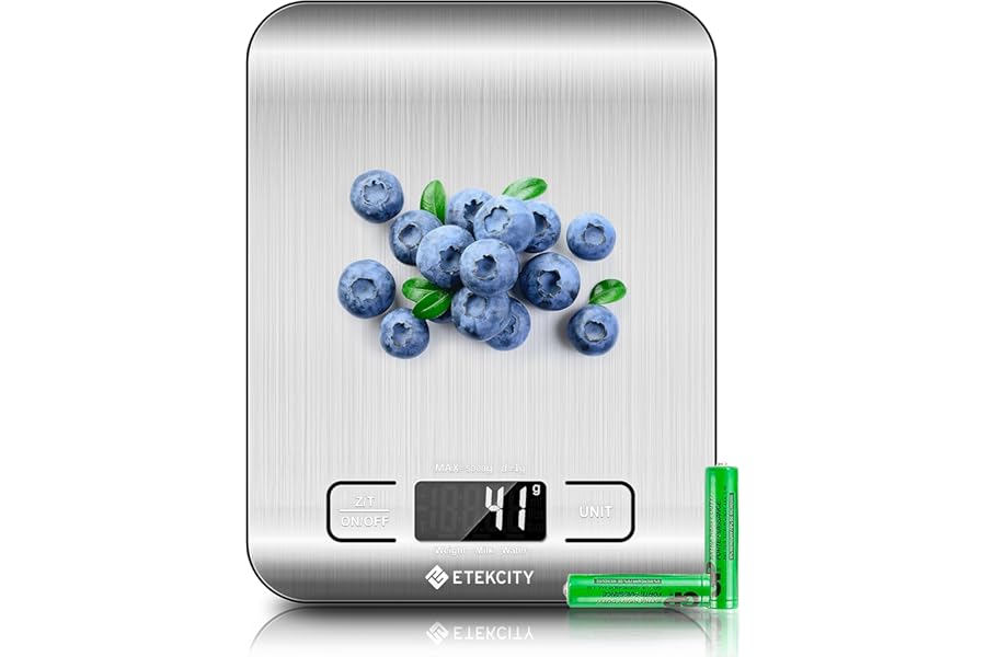 Etekcity Food Kitchen Scale, Digital Grams and Ounces for Weight Loss, Baking, Cooking, Keto and Meal Prep, LCD Display, Medium, 304 Stainless Steel