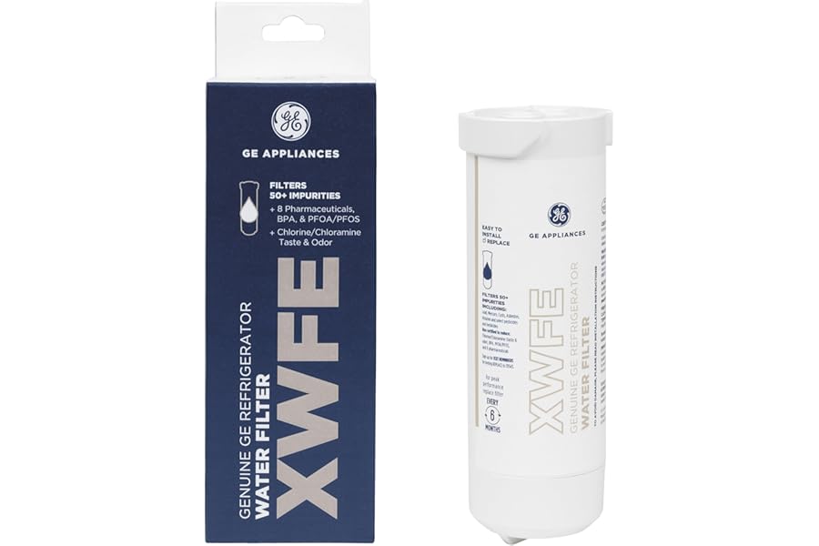 GE XWFE Refrigerator Water Filter, Genuine Replacement Filter, Certified to Reduce Lead, Sulfur, and 50+ Other Impurities, Replace Every 6 Months for Best Results, Pack of 1
