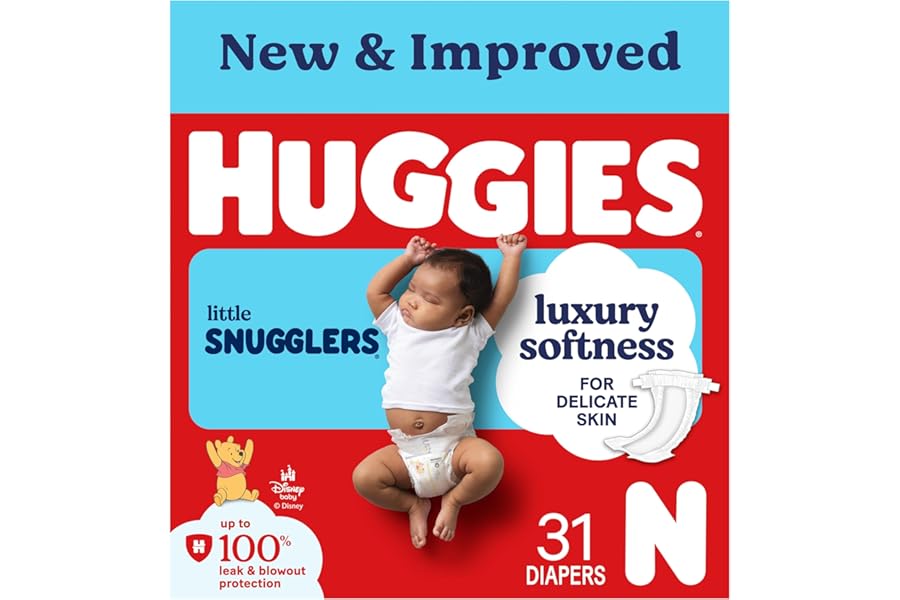 Huggies Size Newborn Diapers, Little Snugglers Baby Diapers, Size Newborn (up to 10 lbs), 31 Count, Packaging May Vary