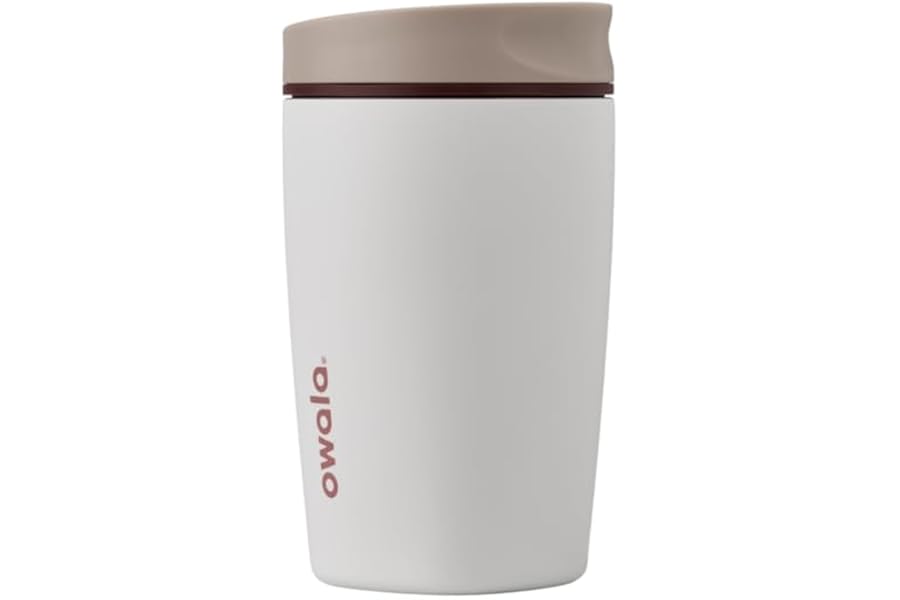 Owala SmoothSip Slider Insulated Stainless Steel Coffee Tumbler, Reusable Iced Coffee Cup, Hot Coffee Travel Mug, BPA Free 12 oz, Vanilla Bean