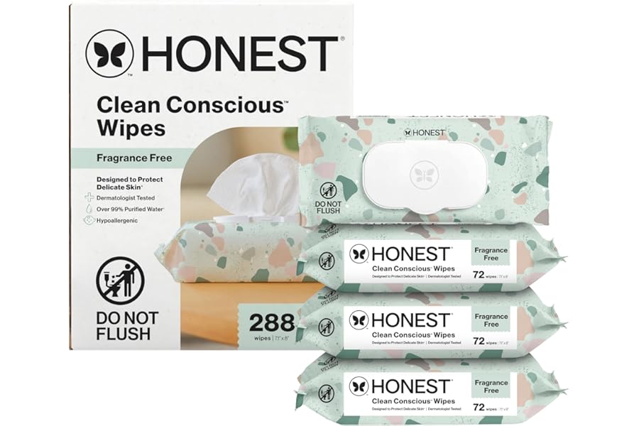 The Honest Company Hypoallergenic Multi-Use Baby Wipes for Sensitive Skin, Geo Mood, 288 Count