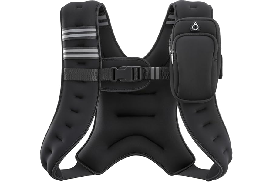 ZELUS Weighted Vest, 6lb/8lb/12lb/16lb/20lb/25lb/30lb Weight Vest with Reflective Stripe for Workout, Strength Training, Running, Fitness, Muscle Building, Weight Loss, Weightlifting
