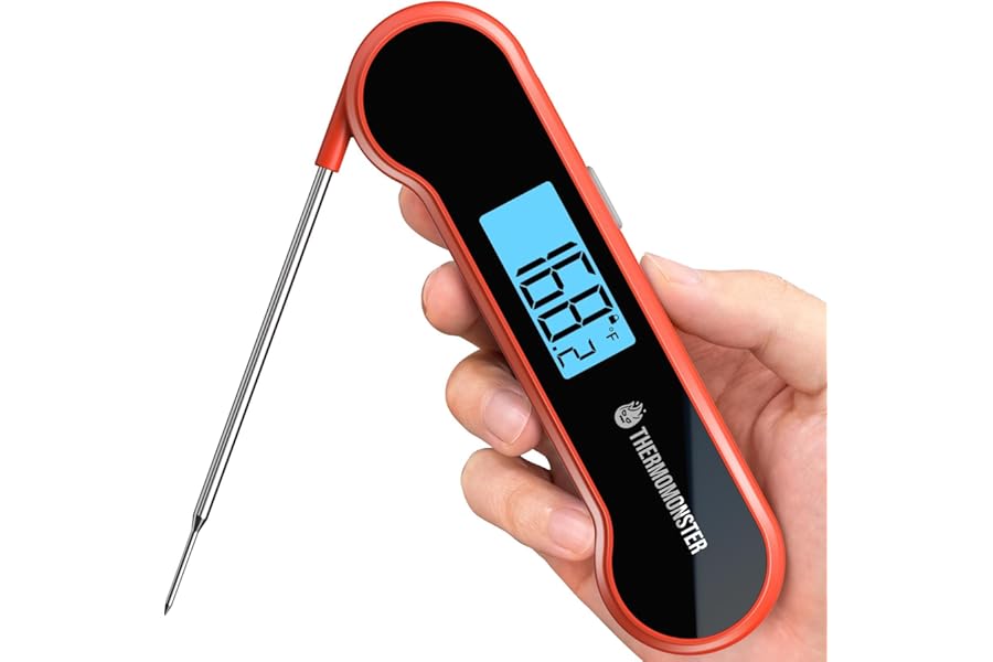 0.5 Sec Instant Read Meat Thermometer Digital with ±0.5℉ Precision, Food Thermometer for Cooking Kitchen Gadgets, Oven Grill Candy BBQ Essentials Accessories, Gifts for Him Dad Men Birthday, Red