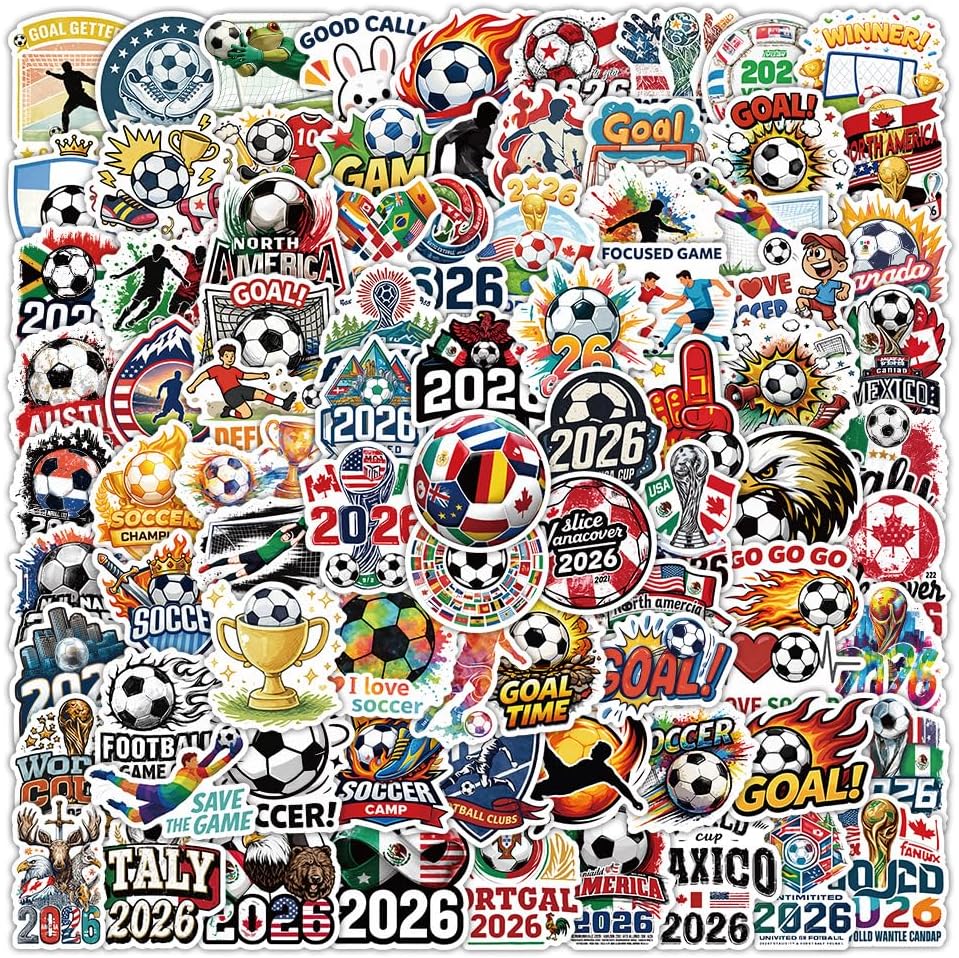 100Pcs Soccer 2026 World Cup Stickers Pack.Waterproof Vinyl Soccer Stickers for Water Bottle Notebook Scrapbook Laptop Phone.DIY Decals for Boys Teens Adults Gifts : Electronics