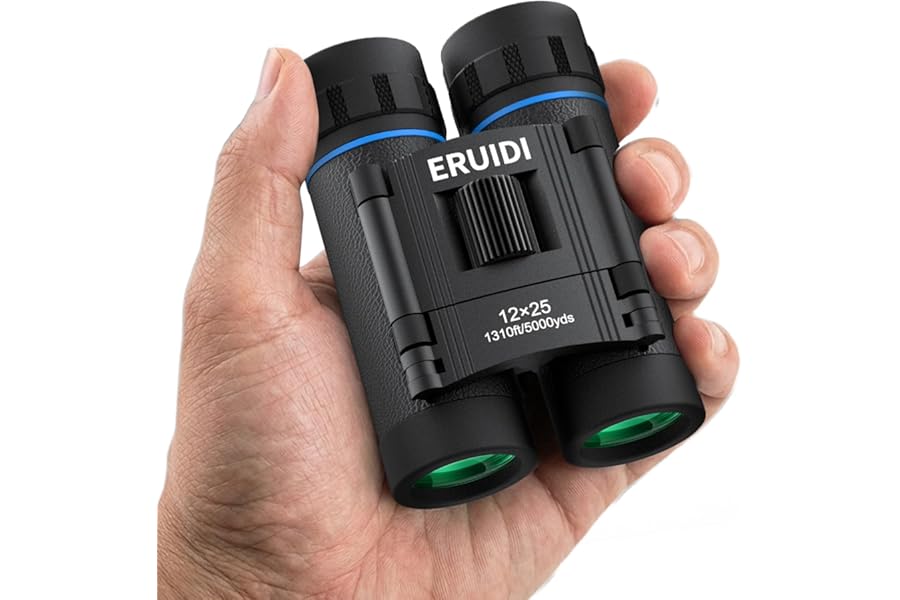 12X25 Compact Binoculars for Adults Kids - 1310ft/5000yds Wide View Small Pocket Binoculars with Low Light Vision High Powered Easy Focus Mini Binocular for Cruise Ship Travel