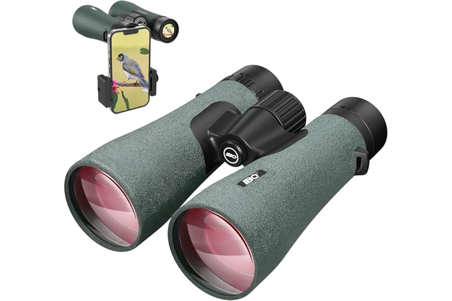 12x50 UHD Binoculars for Adults High Powered with Upgraded Phone Adapter - Large View, Lightweight, IPX7 Waterproof, BAK4 Prism - Binoculars for Hunting Bird Watching Cruise