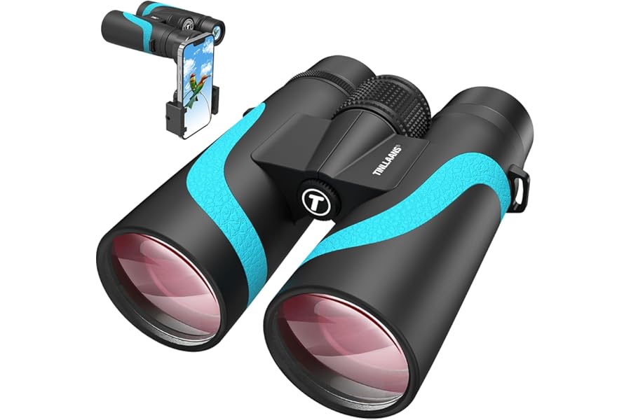 15x55 UHD Binoculars for Adults High Powered with Phone Adapter - Large View, BAK4 Prism, Waterproof, Lightweight for Bird Watching, Hunting, Cruise, Travel, Camping (Blue)