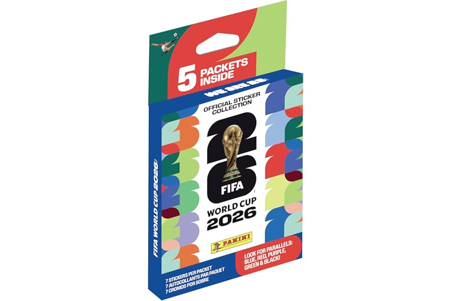 2026 Panini FIFA World Cup Sticker EcoBlister – 5 Official Sticker Packs – Includes Amazon Parallel Inserts – Licensed Tournament Collection