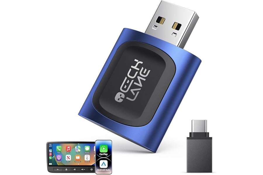 2026 Upgraded 2-in-1 Wireless CarPlay Adapter & Android Auto Wireless Adapter, Bluetooth Car Adapter for Wired to Wireless, F