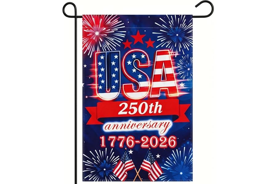 250 Anniversary USA Garden Flag - 250 Years of Freedom Double Sided 3-Ply American Patriotic Flags 1776-2026, UV Protection F