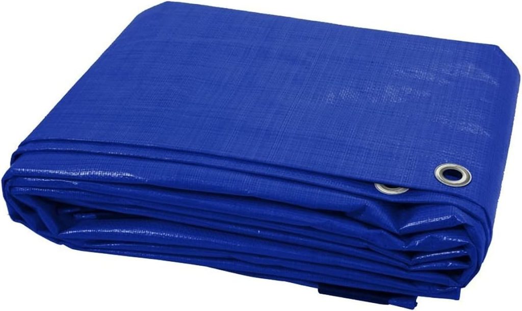 3 x 3 m Blue Tarpaulin Waterproof Tarp Sheet Cover, Groundsheet - Waterproof, Weatherproof, Frost-Resistant, UV Protection, Universal, Multipurpose, Reinforced Eyelets