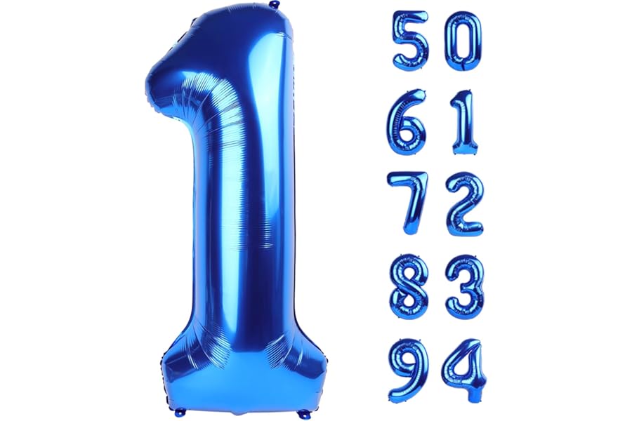 40 Inch Navy Blue 1 Balloon for First Birthday, Blue One 1st Number Balloon Birthday Decorations for Boy Man Toddler Baby, 10th 21st, Giant Number 1 Balloon