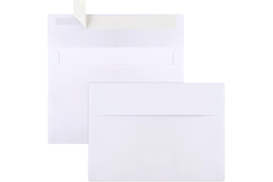 50 Packs 5x7 Envelopes, White A7 5x7 Envelopes for Invitations, Printable, Self Seal for Weddings, Photos, Postcards, Greeting Cards, Mailing