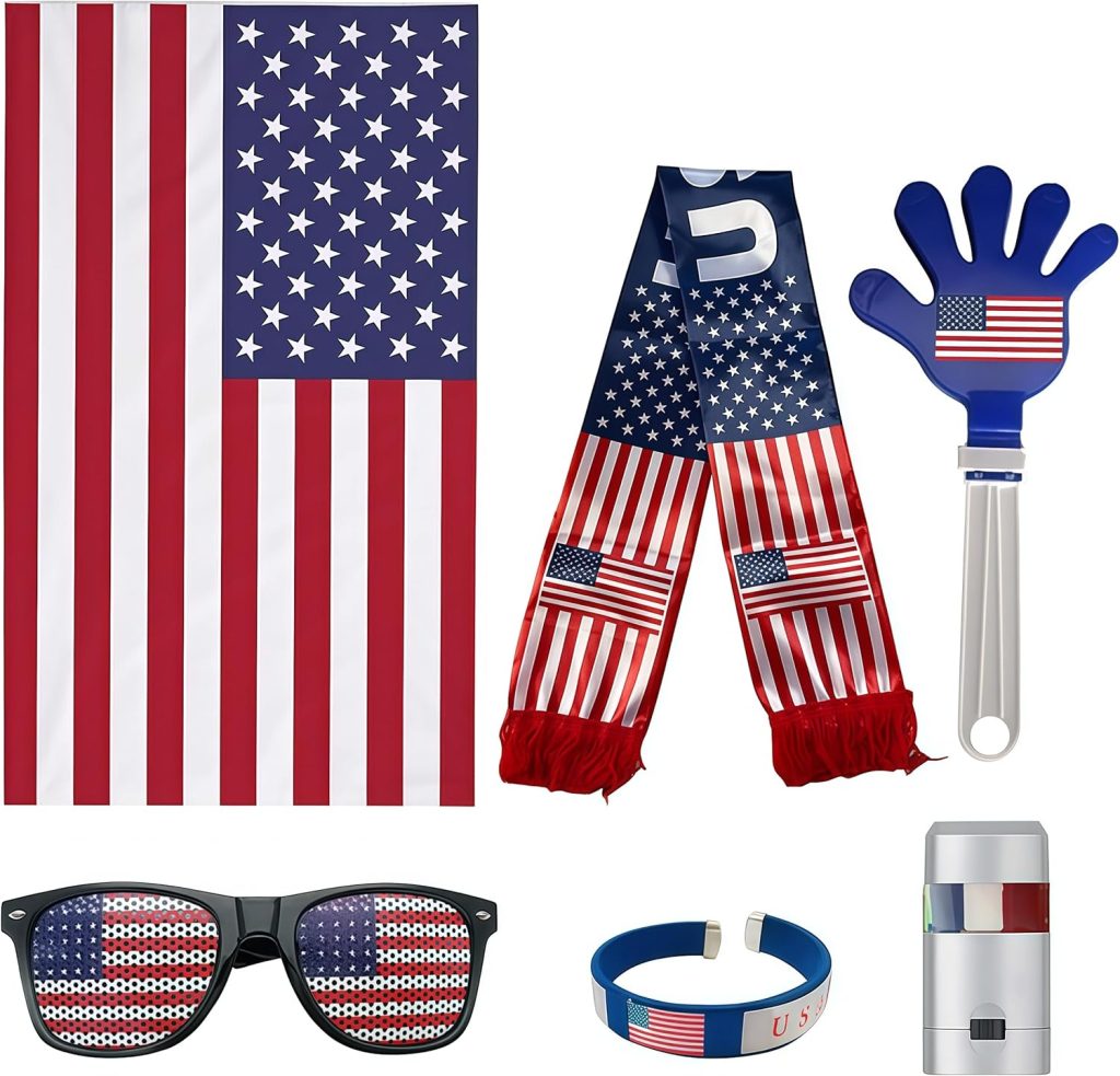 6PC World Cup 2026 American Flag Merchandise, Soccer Fan Decorations Kit, Suitable for Soccer Events, USA 250th Anniversary, 4th of July Decorations Outdoor : Home & Kitchen