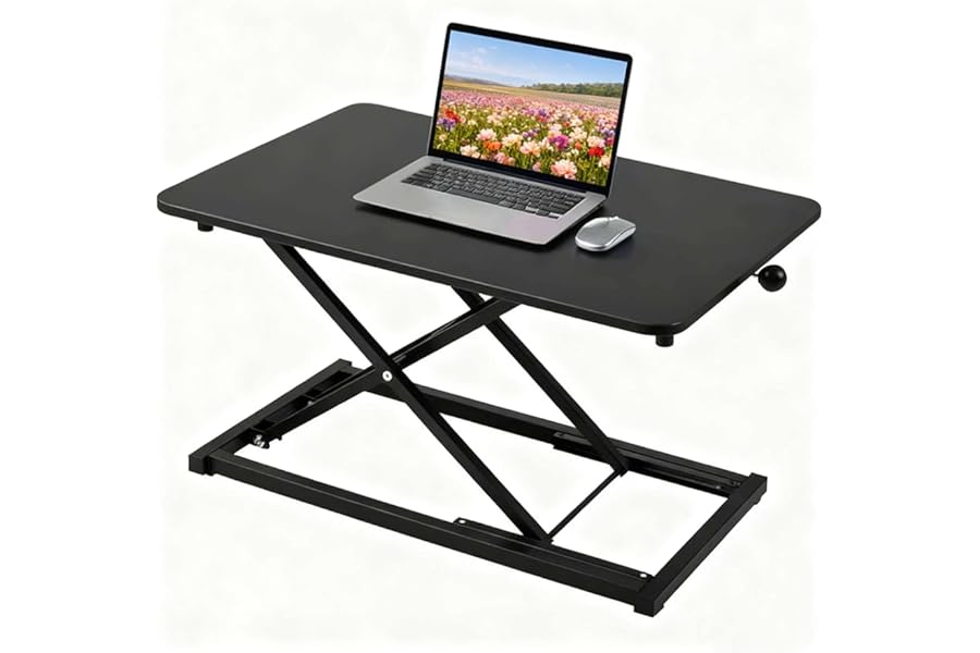 ADQZYWT Height Adjustable Standing Desk Converter, Keyboard Riser for Stand Up Desk Riser, Computer Keyboard Stand for Desktop, Ergonomic Sit Stand Computer Workstations Black Size 23.6 Inch