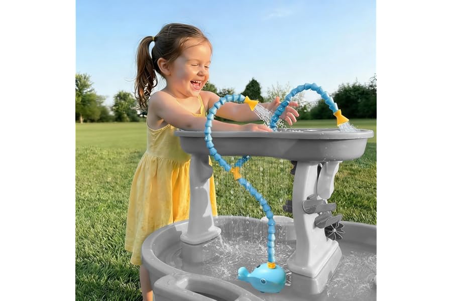 Aacabo Rechargeable Water Table Pump with Huge Water Output,Water flow rate up to 8L/min (2.11 GPM),Kids Sand Water Play Pump,Whale-Shaped Design,Suitable for Most Water Table on the Market