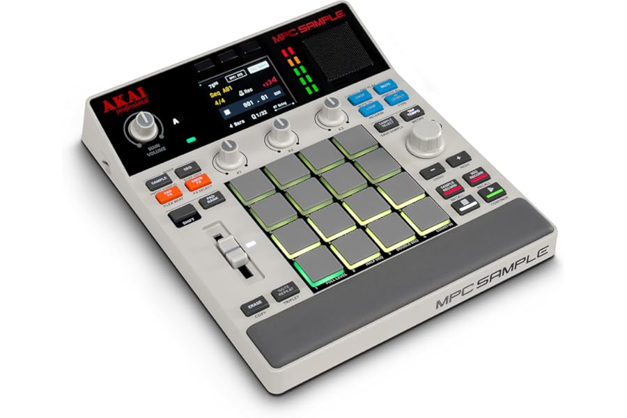 Akai Professional MPC Sample Standalone Portable Sampler, Sequencer and Effects Processor, with Rechargeable Battery, USB-C, Built-in Speaker and Microphone
