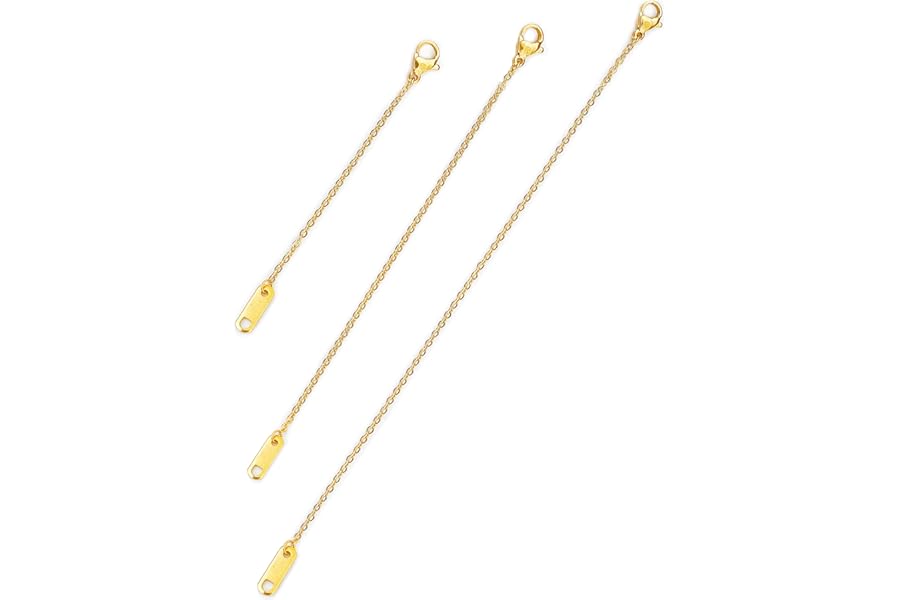 Altitude Boutique 18k Gold Plated Necklace Extenders Delicate Necklace Extender Chain Set for Women 3 Piece Set, Extensions 2