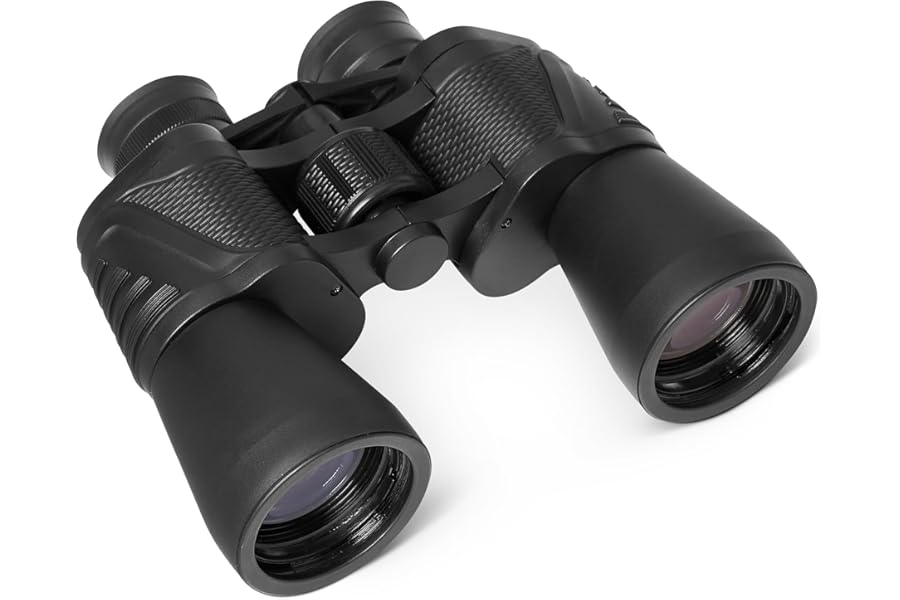 Amazon Basics 7x50 High Power Binoculars, Wide Field of View, FMC Optics, Tripod Compatible, BAK-4 Prism, Rubber Armor, Black