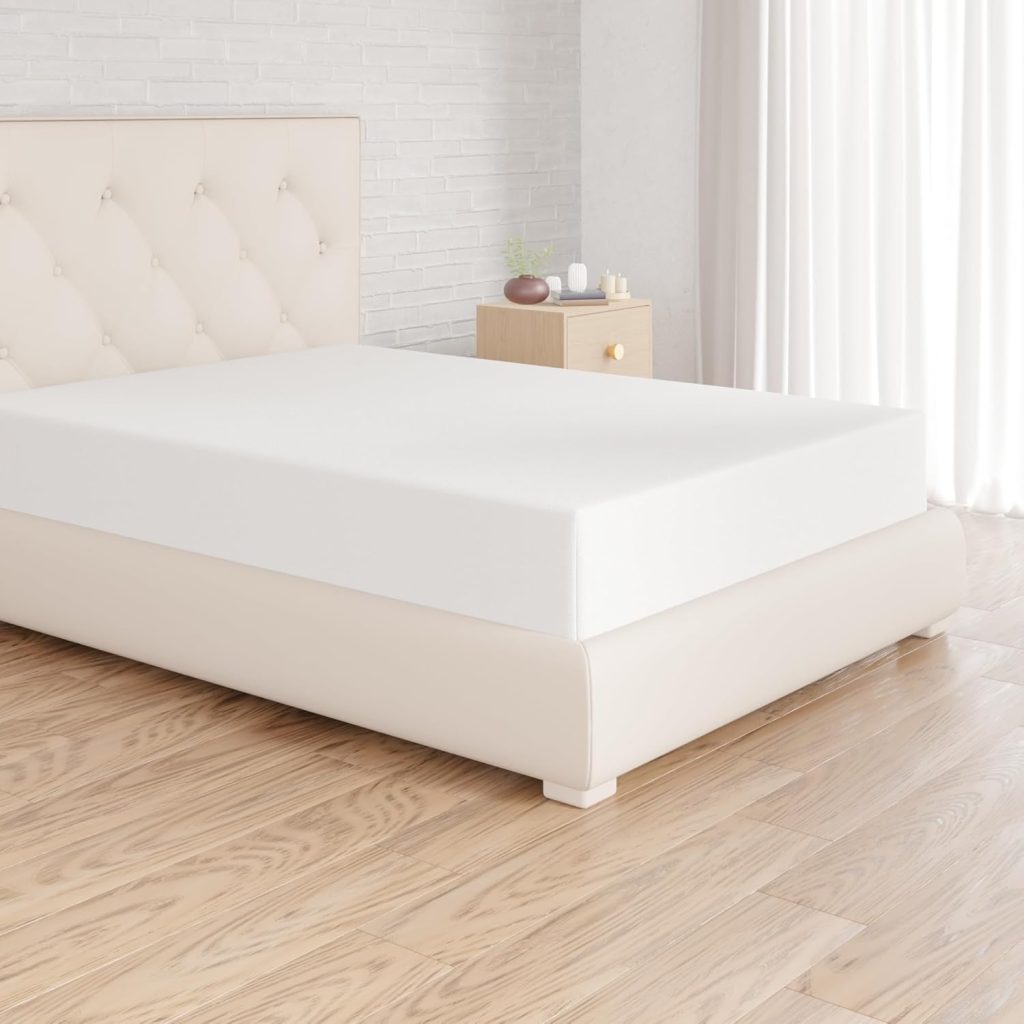 Amazon Basics Drap Housse Blanc 160x200x30cm Microfibre Polyester