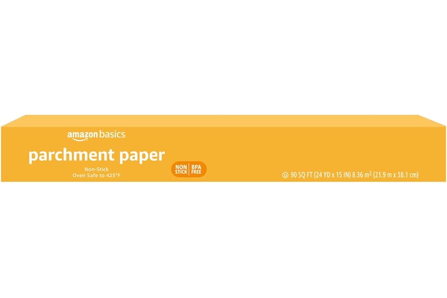 Amazon Basics Non-Stick Parchment Paper for Baking, Cooking, Oven Safe, 15 inches, 90 Sq Ft Roll, 1 Pack