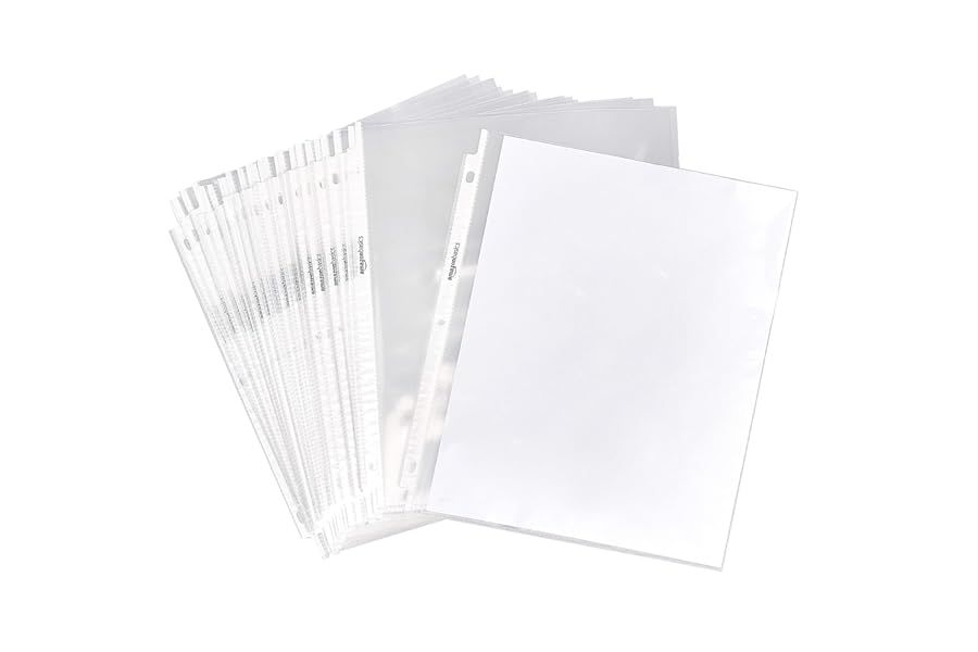 Amazon Basics Sheet Protectors for 3 Ring Binder, Heavyweight, Acid-Free, Clear Plastic Sleeves, Letter Size, 8.5 x 11 Inch, 100-Pack