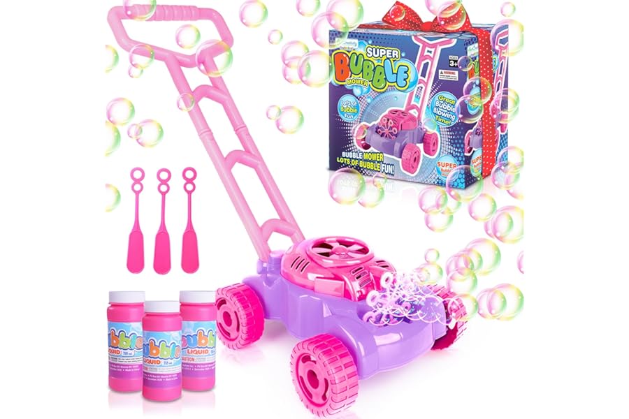 ArtCreativity Bubble Lawn Mower for Toddlers 1-3, Bubble Machine for 1-Year-Old Girl Gifts, Toddler Outdoor Toys for 2-Year-Old Girl Birthday Gift, Push Summer Gardening Toys for Toddlers Age 1 2 3 +