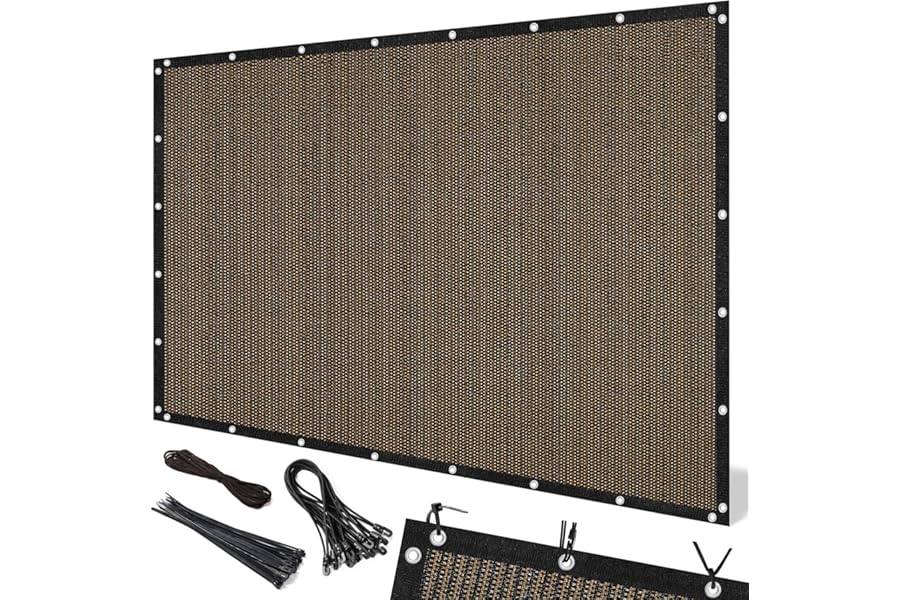 Artpuch 90% Sun Shade Cloth, 10 x 12 FT Pergola Shade Cover Canopy with Grommets, Sun Screen Fabric Tarp for Patio, Outdoor, Garden, Backyard, Mocha
