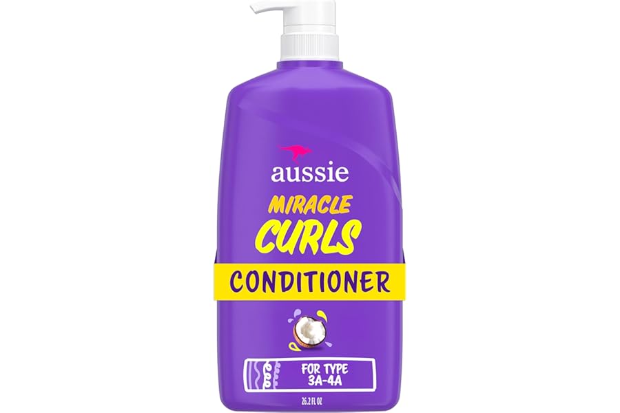 Aussie Miracle Curls Conditioner with Coconut Oil, Paraben Free, 26.2 oz