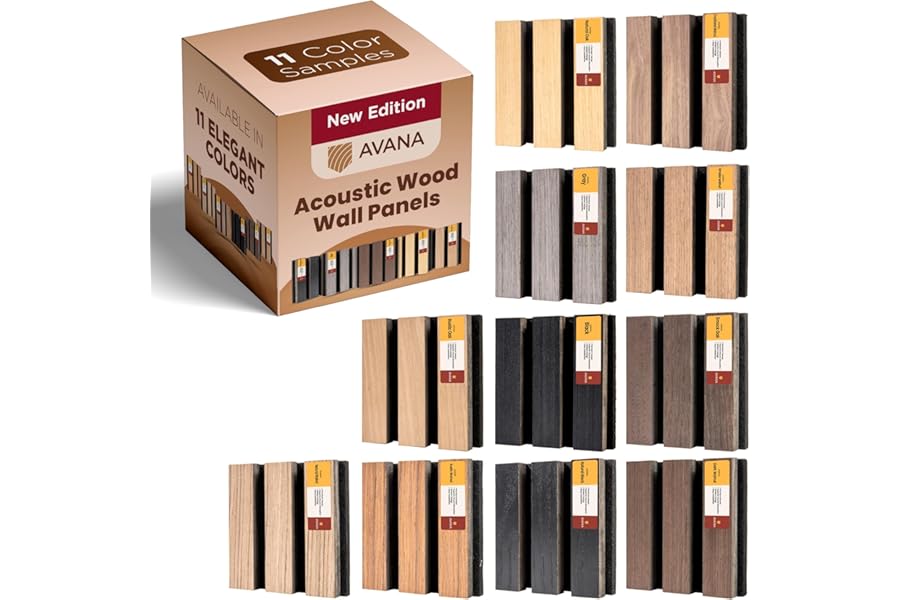 Avana Acoustic Wall Panels Color Samples Pack - Premium Wood Panels for Wall Decor - Interior Sound Proofing and Acoustic Panels