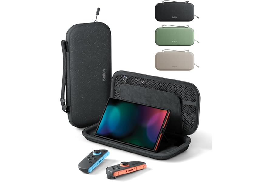 Belkin Nintendo Switch 2 Case, Travel Bag w/AirTag Holder & Storage Pocket for Up to 12 Game Cards - Portable, Lightweight Ca