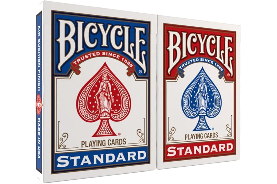 Bicycle Standard Playing Cards, Standard Poker Size Deck of Cards, Red & Blue (2 Pack), Classic Cards for Poker, Blackjack, Family Game Night & Card Games, Fun for All Ages