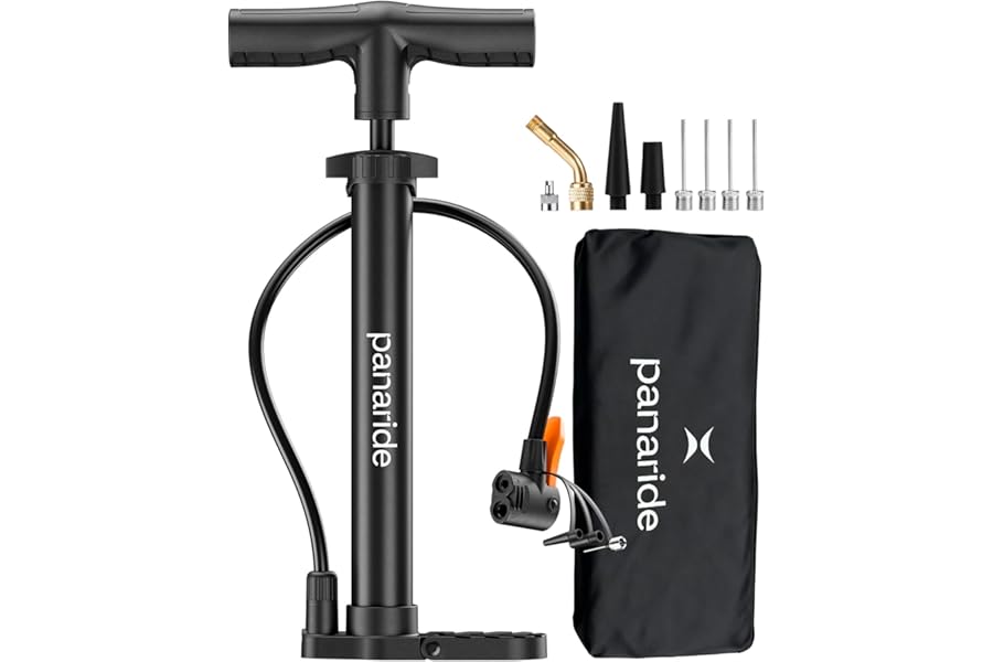 Bike Pump Floor, Advanced Bike Tire Inflator, Bicycle Hand Air Pump with Dual Presta and Schrader Valves, Handheld Pump, Suitable for Road and Mountain Bikes, Baby Stroller, Balls