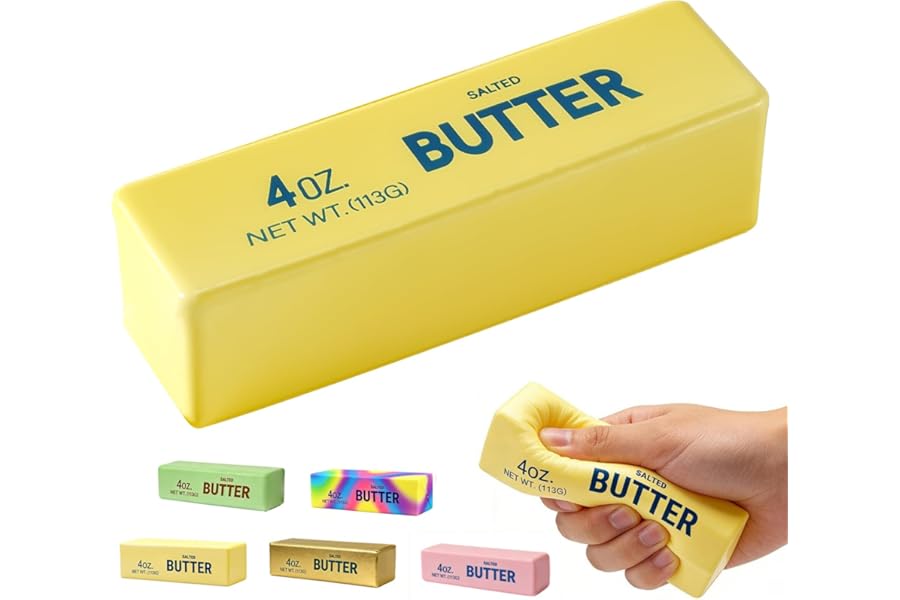 Butter Squishy, Soft Scented Fidget Squishy, Butter Squishy Toy, Cream Scented Butter Squeeze Toy，Slow Rising Butter Stick Stress Relief Toy for Relaxation,Office Desk Decor (Yellow)