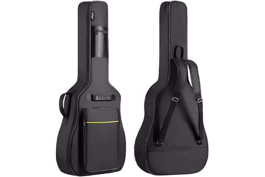 CAHAYA 41 In Acoustic Guitar Bag 0.35 In Thick Padding Water Resistent Dual Adjustable Shoulder Strap Guitar Case Gig Bag with Back Hanger Loop, Black CY0152
