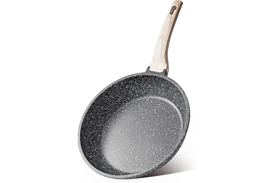 CAROTE Nonstick Frying Pan Skillet,Non Stick Granite Fry Pan Egg Pan Omelet Pans, Stone Cookware Chef's Pan, PFOA Free,Induction Compatible(Classic Granite, 8-Inch)