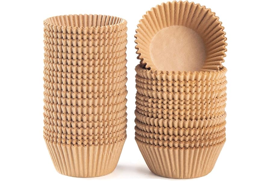 Caperci Standard Natural Cupcake Liners 500 Count, No Smell, Grease-Proof Paper Muffin Liners, Food-grade Baking Cups for Cupcakes, Muffins, Nuts