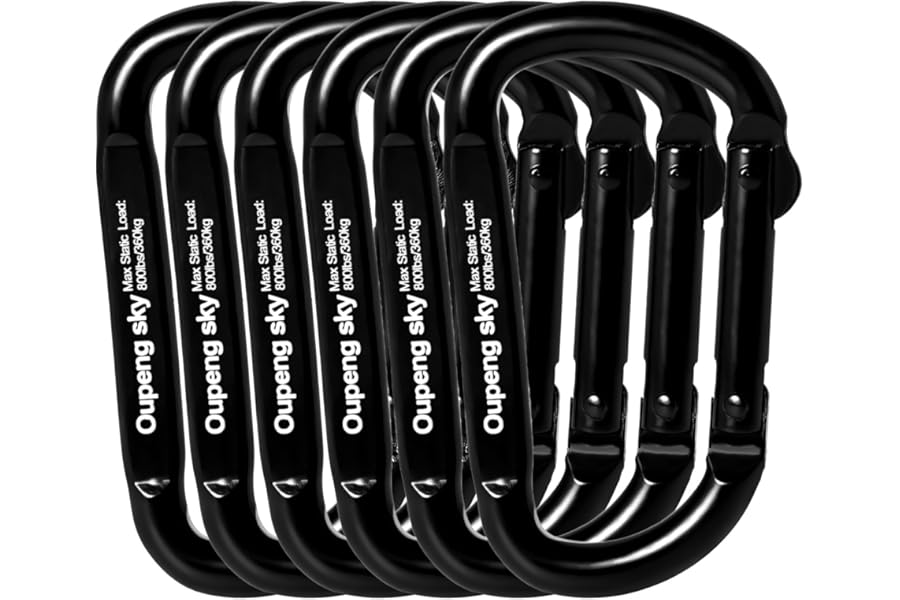 Carabiner Clip - Heavy Duty Carabiners 800lbs-13KN (2922 lbs) Carabeaner D Ring Shape,Key Chain Clip Hook,Keychain Clip,Multipurpose for Camping, Hiking,Backpacking or Other Outdoor Activities.