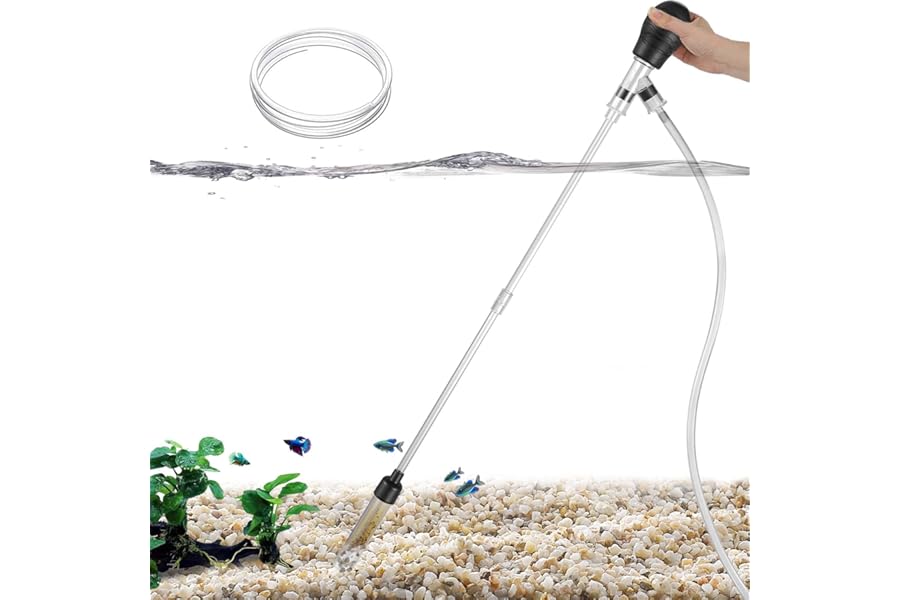 Carefree Fish Aquarium Small Gravel Cleaner 6Ft Hose Fish Tank Water Changer Sand Vacuum Silicone Airbag Adjustable Length ABS(for 3~8Gal Tank) 2026 New Upgrade Version