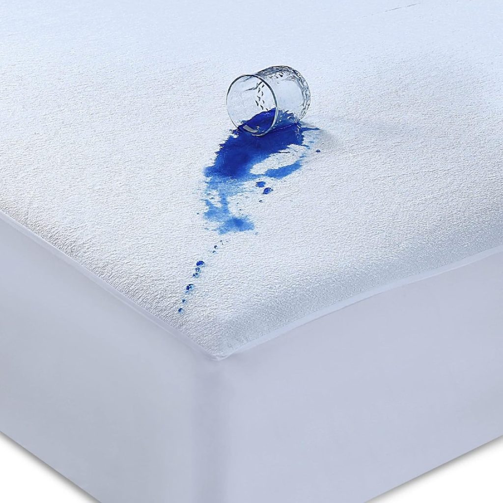 Caroline Shatuik Waterproof Mattress Protector Single,30cm Extra Deep Stretch Skirt Non-Noisy Terry Top Single Mattress Cover Single Bed(90 x 190cm)