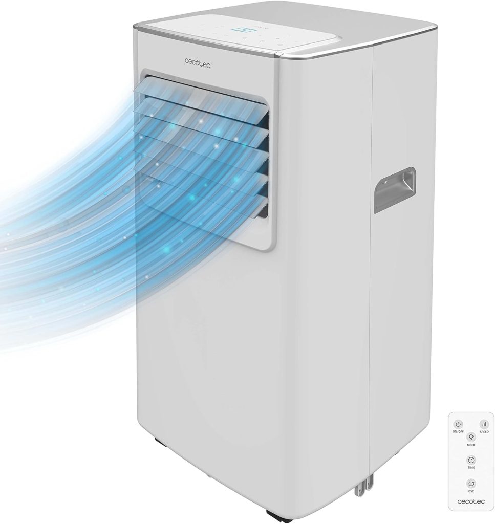 Cecotec Aire Acondicionado Portátil con Mando a Distancia ForceClima 7100. 7000 BTU, Bajo Consumo, Pantalla LED, 4 Modos, 2 Velocidades, Cobertura 15-20m2