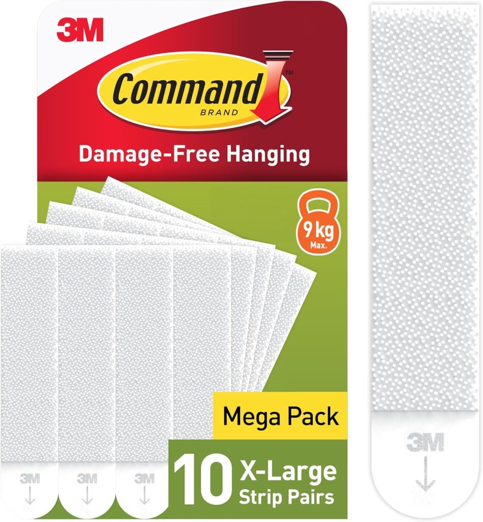 Command Picture Hanging Strips, White, X-Large, 10 Pairs (20 Strips) - For Pictures, Frames, Mirrors, Wall Decor - Damage Free Hanging
