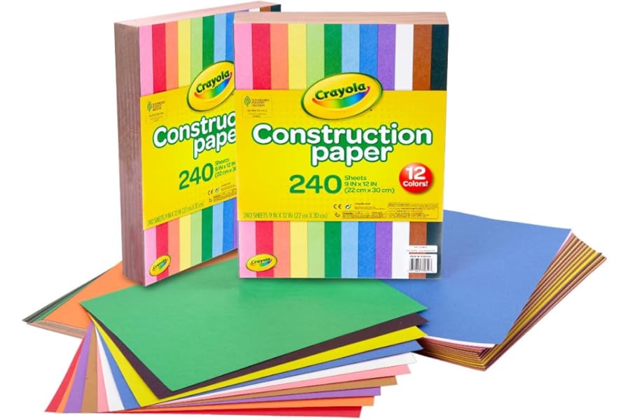 Crayola Construction Paper Bulk Pack (480 Sheets) – 10 Assorted Colors, 9x12, Classroom Arts & Crafts Supplies for Kids, Art Paper for School Projects