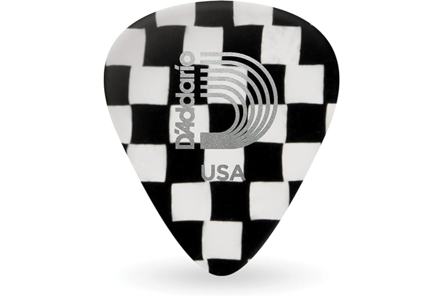 D'Addario Accessories Checkerboard Celluloid Guitar Picks, Medium, 10 Pack