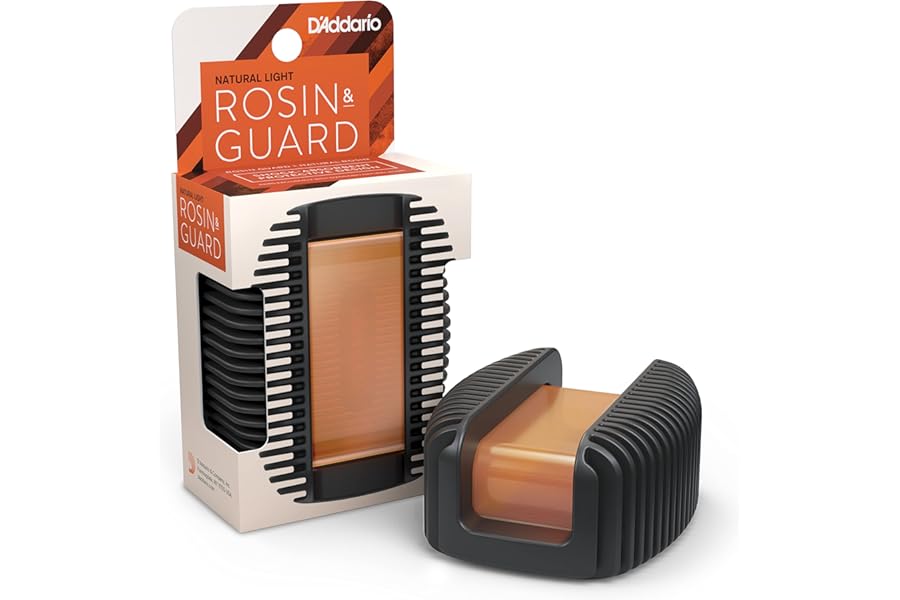 D'Addario Violin Rosin Guard with Light Rosin - Rosin for Violin, Cello, Viola, Double Bass - Shock Absorbent - Magnetic Attachment - Easy Grip - Dishwasher Safe
