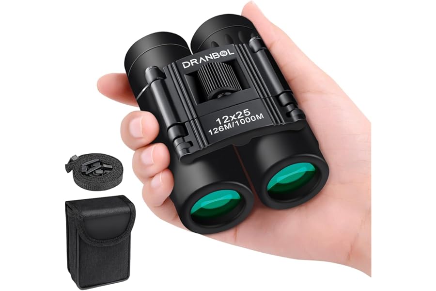 DRANBOL 12X25 Mini Pocket Binoculars for Adults Kids, Small Compact Binoculars for Bird Watching, Opera Concert